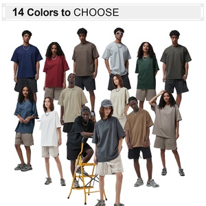 AR006 Wholesale 100% Cotton Men's Solid Knitted Oversized T-Shirt High Quality 385 Grams Drop Shoulder Custom Logo Printing - Product Image 2