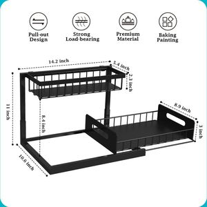 Organizador de Gabinete Extraíble de Doble Nivel, Estante Deslizable de Acero para Fregadero, para Cocina y Baño, Diseño OEM, Embalaje en Caja - Product Image 5