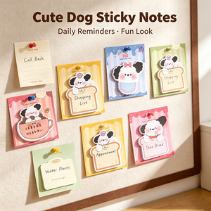 Bloc-notes autocollants mignons en forme de chien, adhésifs, inscriptibles, sans bavures, faciles à décoller - Product Image 6