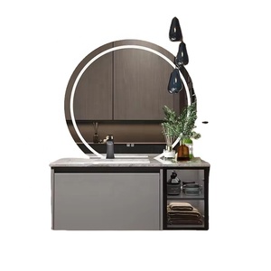 Gabinete de madera contrachapada de tocador para lavabo de losa de diseño moderno con lavabo de espejo para baños de hoteles y villas Nuevo lanzamiento - Product Image 6