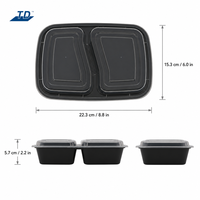 Contenants alimentaires empilables en PP sans BPA à 2 compartiments avec couvercle, 32 oz, pour vente en gros, compatibles micro-ondes, congélateur et lave-vaisselle