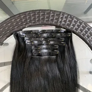 Wholesale Pu Skin Clip ins Seamless Hair Extensions Double Drawn Virgin Human Hair Invisible clip In Hair Extensions