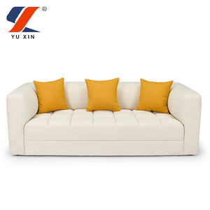 Ensembles de canapé en forme de I avec bouton en <span class=keywords><strong>lin</strong></span> de coton <span class=keywords><strong>beige</strong></span> pour canapé moderne de salon - Product Image 1