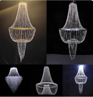 Lustre suspendu de plafond de rideau de perles de cristal acrylique lumière LED pour la décoration de salle d'événement de fête de mariage