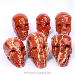 Großhandel Kristalle Heils teine Red Jasper Skulls Skulptur Crystal Skulls Carving
