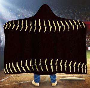 Kunden spezifische Fußball Softball Sports Team Print Soft Fleece Throw Kapuzen decke mit Sherpa-Futter - Product Image 4