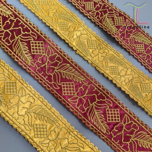 Ruban en satin jaune <span class=keywords><strong>bordeaux</strong></span> brodé or 100% personnalisé - Product Image 2