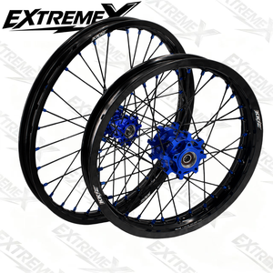 Ensemble de roues à rayons tout-terrain <span class=keywords><strong>KKE</strong></span> 19/16 pouces, 1.6x19 avant, 1.85x16 arrière, moyeux CNC bleus pour Surron Light Bee - Product Image 3