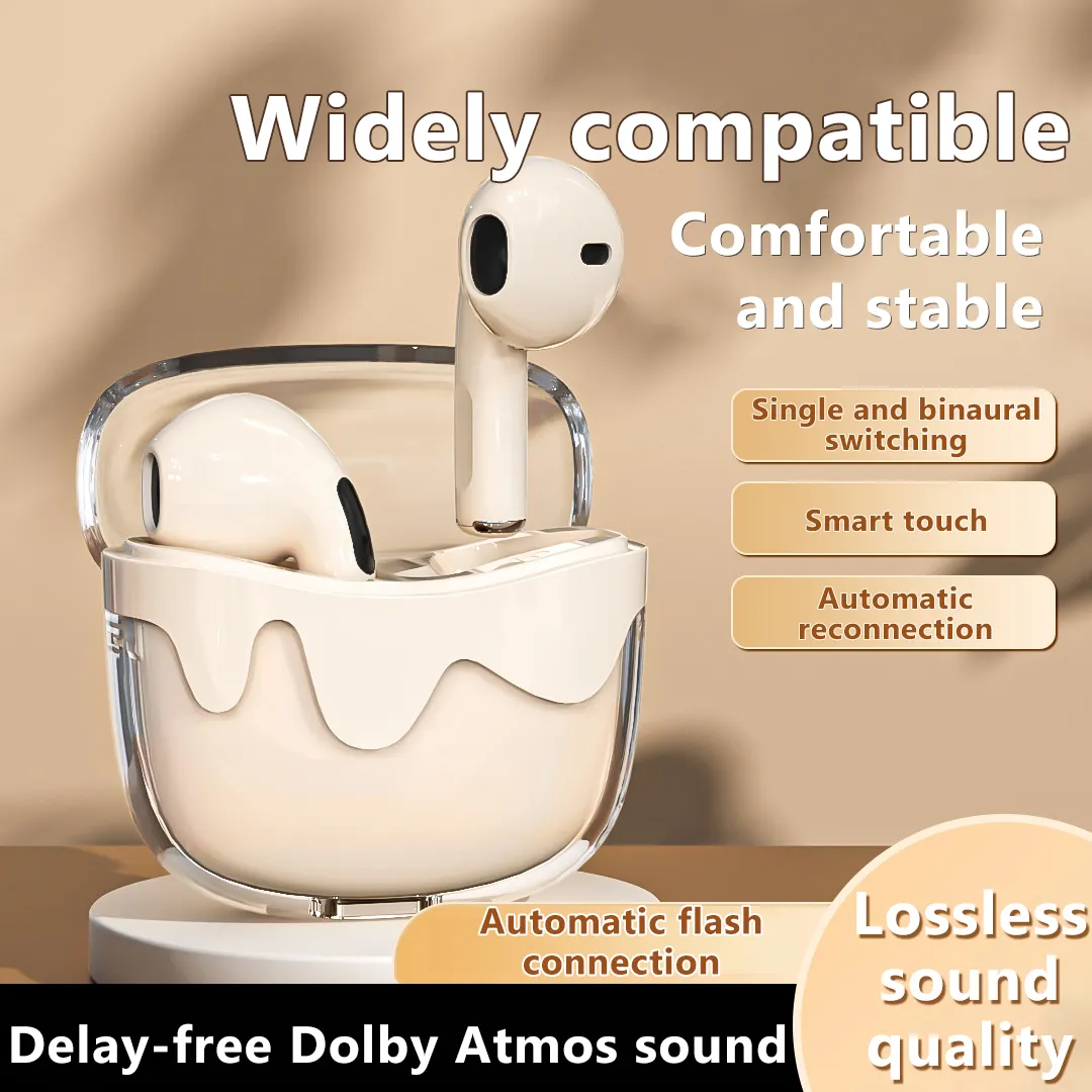 G07 earbud tampilan krim transparan 13mm earphone kualitas suara HIFI dengan efek suara panorama