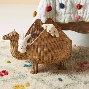 Hand Woven Camel Shape Rattan <b>Basket</b> Eco Friendly Storage Organizer For Toys And Miscellaneous Items - Product Image 2