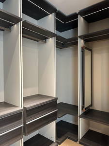 Light Luxury Embedded Wardrobe Dark Wood Grain <strong>Closet</strong> with Drawers Shelf Multi-Zone Storage - Product Image 6