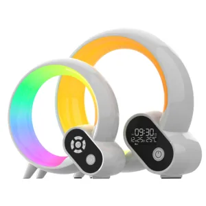 New Product Globe Alarm Clock Wake Up Light RGB Colorful Ambient LED Night Lights With BT Speaker White Noise Machine