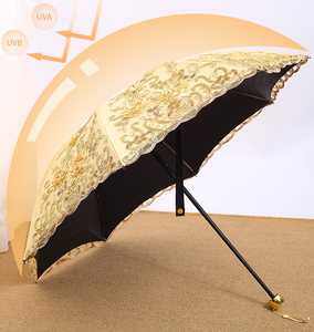 Parapluie en tissu de mariage de parasol de broderie de fleur de <span class=keywords><strong>dentelle</strong></span> de Offre Spéciale avec le revêtement noir - Product Image 4