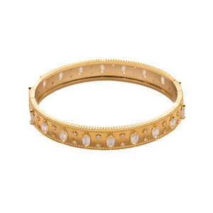 Gold And Silver Geometric <b>Bangle</b> With Zirconium Inlay Claw Setting Fashion Jewelry Spring 2026 Yiwu Origin - Product Image 5