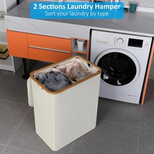 Moderner großer Wäsche korb mit Deckel Bambus griffe Abnehmbarer faltbarer Wäsche korb für Schlafzimmer Stilvoller Wäsche korb - Product Image 3