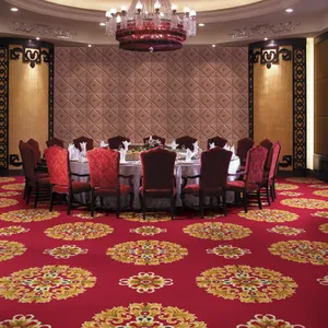 Jacquard red PP carpet beautiful function room carpet hotel wilton in stock Wall to wall printed hotel carpet