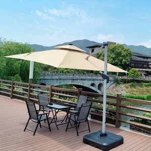 Sombrilla <span class=keywords><strong>de</strong></span> Patio Cantilever <span class=keywords><strong>de</strong></span> Aluminio <span class=keywords><strong>de</strong></span> 3x3 Metros Personalizada al por Mayor con Luces LED Solares, Parasol para Jardín, Piscina y Exteriores - Product Image 2