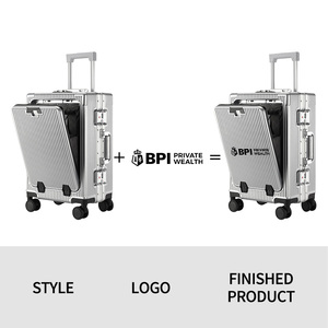 Vali du lịch cao cấp khung nhôm cổ điển, mở phía trước, vỏ cứng, unisex, có giá để cốc và cổng USB - Product Image 6