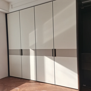 Armoire de chambre sur mesure moderne de haute qualité en cuir microfibre avec portes et placard en cuir - Product Image 5