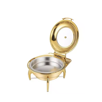 Ensemble de réchauds de buffet de luxe en acier inoxydable doré 201, finition miroir, avec chauffe-vapeur amovible et économie d'énergie