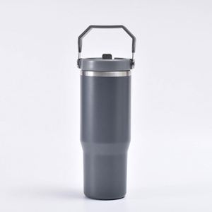 <b>Double</b> <b>Wall</b> Stainless Steel Travel Tumbler with Carry Handle, 30oz Insulated Beverage <b>Cup</b> for Car Office and Commute - Product Image 2