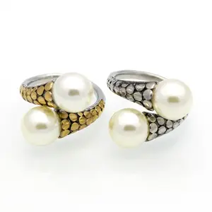 Tahitian Two Retro Big Pearl Ladies Adjustable Sand Punk Stainless Steel Mens Islamic Rings Shipping Free