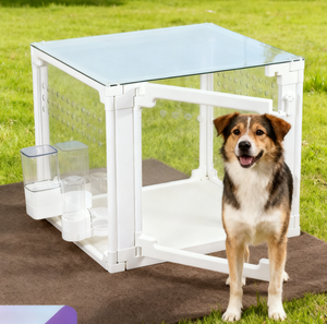 Valla Transparente para Mascotas de ABS PET con Orificio para Bebedero, Fácil Instalación, Seguridad Interior para Perros Pequeños - Product Image 1