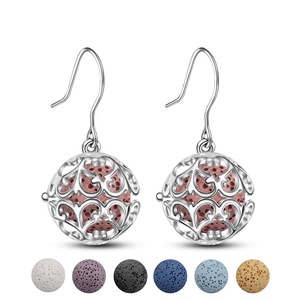 Boucles d'oreilles en forme de pierre de lave, bijou diffuseur d'huiles essentielles, aromathérapie, en forme de goutte - Product Image 1