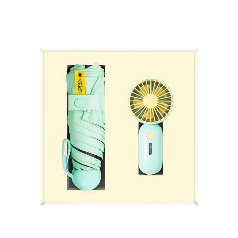 Paraguas plegable Nuevos productos último Único Popular Mini ventilador Paraguas Juegos de regalo para hombres y mujeres Regalo de negocios