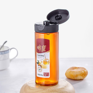 Custom luxury 250ml 360ml pet plastic bottles honey squeeze jar 500g honey packaging bottle plastic container with caps