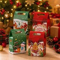 Caja de Regalo Navideña Estética de Tendencia 2026, Empaque de Dulces de Cartón Sostenible, Caja Portátil con Asa, Impresión Personalizada, Venta al Por Mayor