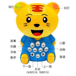 Machine à histoires Little Tiger, jouet éducatif pour enfants de 2 à 6 ans, avec musique et lumières, en forme d'animal - Product Image 1