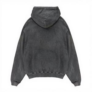 Men's Washed Black Hooded Sweatshirt Oversized Fit Casual Fleece Hoodie With Kangaroo Pocket Autumn Winter Wear 2027 - Product Image 5