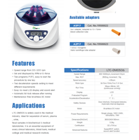 Mini centrifugeuse de laboratoire à faible vitesse LABTEX CF0506, type table, vitesse maximale de 5000 tr/min, centrifugeuse de laboratoire dentaire, machine de coulée