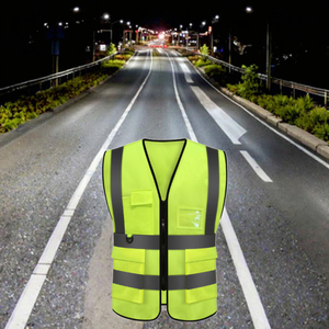 Gilet de sécurité réfléchissant de classe <span class=keywords><strong>2</strong></span> ANSI - Conforme à la norme OSHA - Vêtement de travail en coton jaune - Travaux de nuit - Travaux routiers - Équipes - Urgence - Lumineux - Product Image 2