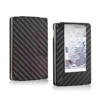 Dompet Minimalis Anti-RFID dari Logam Aluminium Serat Karbon, Model Pendek Terbuka, dengan Logo Custom untuk Pria