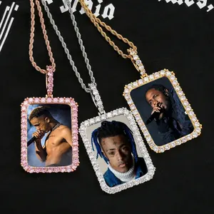 Venta al por mayor DIY creativo chapado en oro <span class=keywords><strong>corazón</strong></span> marco colgante collar personalizado foto privada conmemorativa amantes tesoro circón - Product Image 3