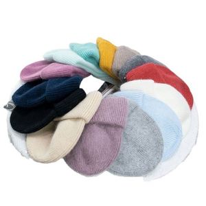 Chapeaux d'hiver pour femmes en angora, bonnet en poils de lapin longs, bonnet tricoté en fil acrylique - Product Image 3