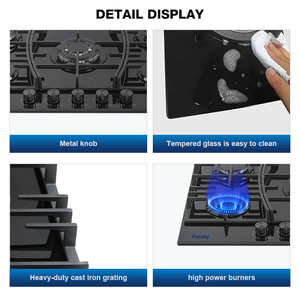 เตาแก๊สแบบฝังห้าหัวเตา ควบคุมด้วยปุ่ม กระจกนิรภัย คุณภาพสูง ให้ความร้อนเร็ว ประหยัดพลังงาน เหมาะสำหรับโรงแรมและใช้ในบ้าน - Product Image 2