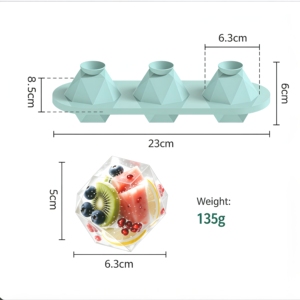 Moule à glaçons en silicone de qualité alimentaire, forme diamant, 3 rangées, flexible, facile à démouler, avec couvercle, pour whisky, cocktails, fêtes, bar - Product Image 4