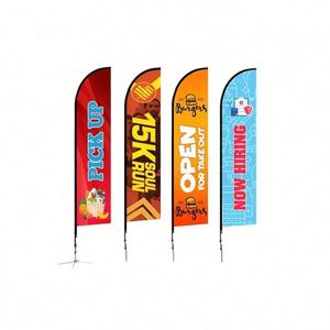 Bandera Publicitaria Voladora de Doble Cara Resistente al Viento, Bandera de Playa con Logotipo Personalizado Impreso y Estaca de Pluma para Promoción de Marca - Product Image 2