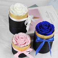Roses éternelles pour un cadeau de saint-valentin, fleurs tenue longue durée, pour la saint-valentin, avec une boîte ronde, vente en gros,