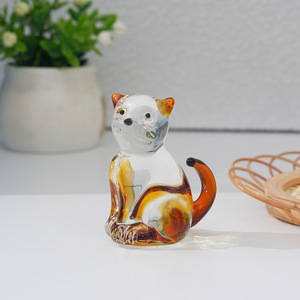 Ornements créatifs pour chats, artisanat de chatons, série de chats, décorations de bureau <span class=keywords><strong>en</strong></span> <span class=keywords><strong>verre</strong></span> bleu vert faites à la main, cadeau artisanal - Product Image 4