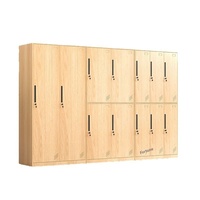 Armoire de rangement métallique 4 portes à verrouillage par pousser-tirer, motif bois, pour sacs de sport, vestiaire personnel, dortoir et salle de sport