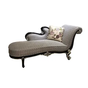 MO LAN European style bedroom warm grey cloth art solid wood beauty couch living room sofa noble concubine chair