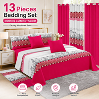 Ensemble de literie de luxe 13 pièces complet avec rideaux et tapis de sol