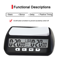Horloge d'échecs avec retard de bonus de base et fonctionnalités de temps positif Minuterie de jeu Horloge d'échecs numérique portable pour jeux de société