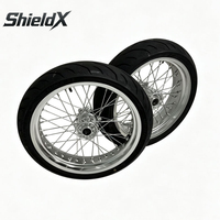ShieldX Nouveau jeu de roues Supermoto 17 pouces en alliage d'aluminium 7116-T6 anodisé noir large pour pneus S1 Street et pignon Ultra Bee