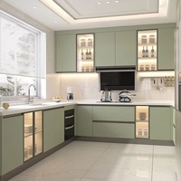 Joysource Armoires de cuisine modulaires en verre stratifié écologique sur mesure, construction en panneaux de particules, design moderne, charnière, garantie 3 ans