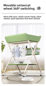Multi-functional Foldable Baby Changing <b>Table</b> for Newborns with Adjustable Height, Massage Touch and Storage, Portable Nursery - Product Image 5